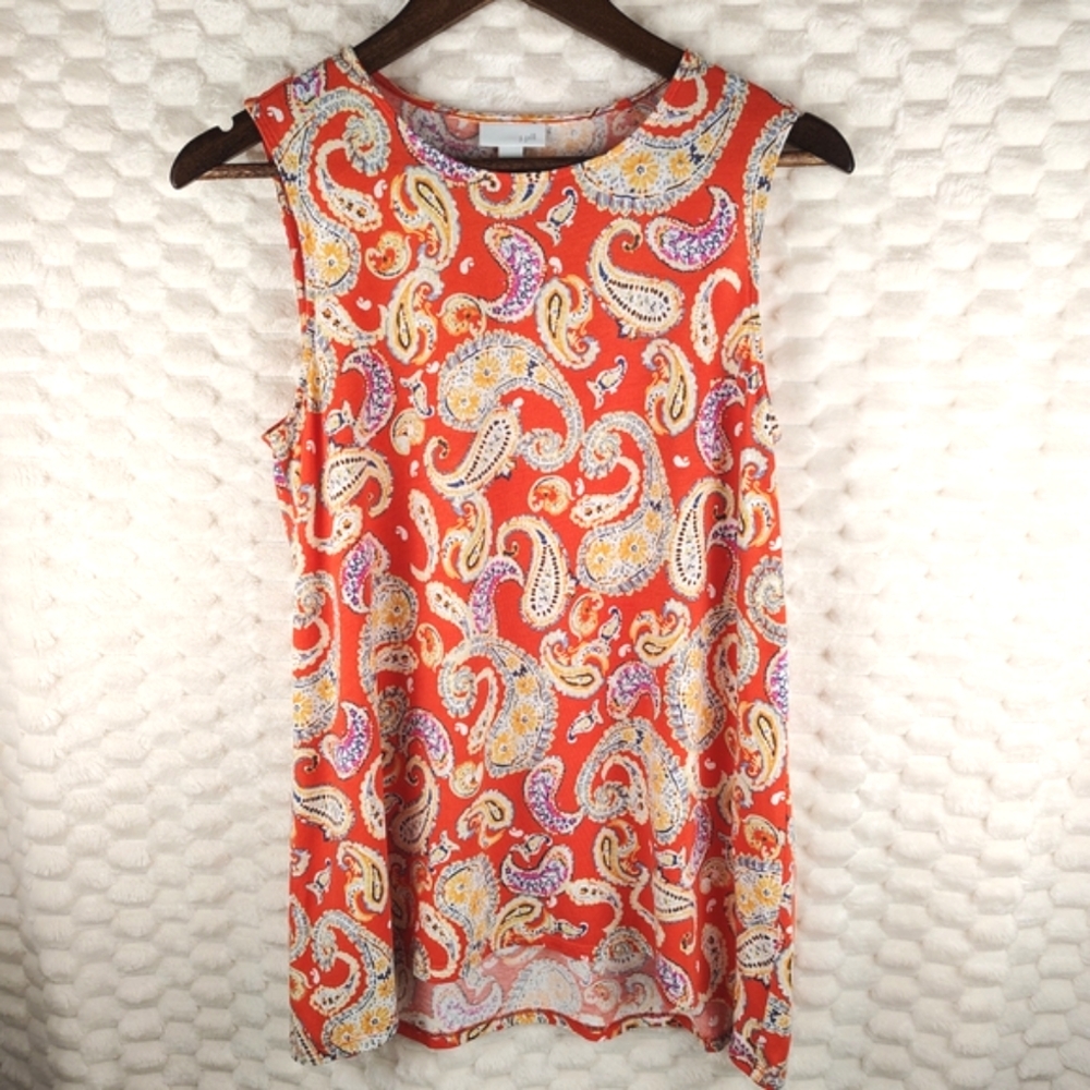 J. Jill Paisley Tank Top - Red, Yellow, Blue And Purple Size Small